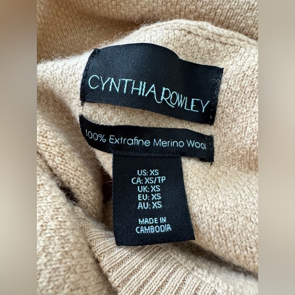 Women’s Cynthia Rowley 100% Extrafine Merino Wool Sweater Cowl Neck Pullover XS - Picture 5 of 6